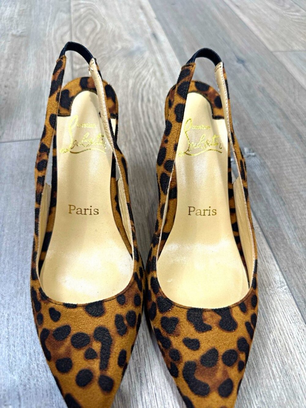 Unbranded Women’s EU 37 Brown Black Leopard Print Slingback Pointed Toe Stiletto